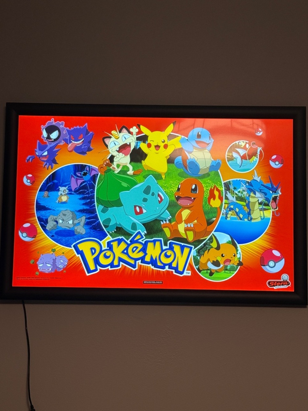 Official Stern Pokemon Pinball Translite with frame - Picture 2 of 4